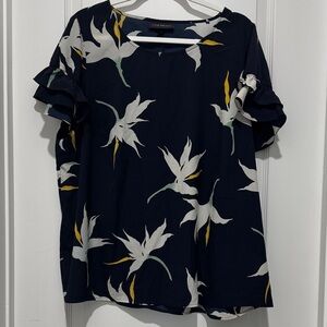 Lane Bryant floral print ruffle sleeve top - 16